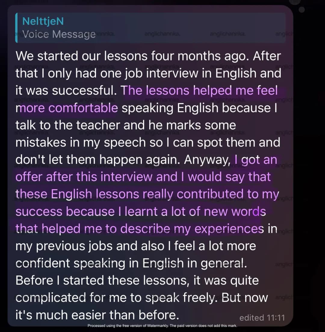 Artemiy, Backend developer's review of classes at Enlerno online business English school
